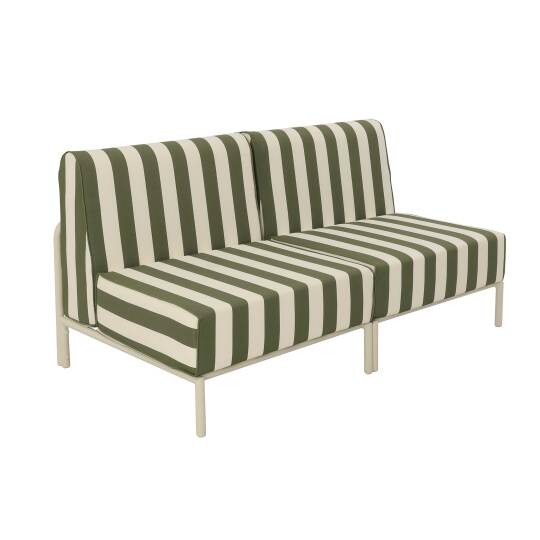 Modulare Gartenmöbel für 2 Personen bestehend aus 2 Sesseln im gestreiften Design