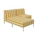 Modulare Gartenmöbel für 2 Personen bestehend aus 1 Sessel und 1 Chaiselongue im gestreiften Design