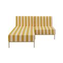 Modulare Gartenmöbel für 2 Personen bestehend aus 1 Sessel und 1 Chaiselongue im gestreiften Design