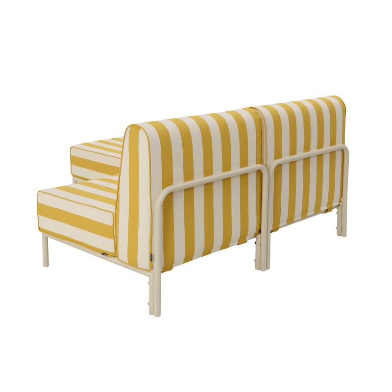 Modulare Gartenmöbel für 2 Personen bestehend aus 1 Sessel und 1 Chaiselongue im gestreiften Design (3/6)