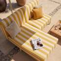 Modulare Gartenmöbel für 2 Personen bestehend aus 1 Sessel und 1 Chaiselongue im gestreiften Design