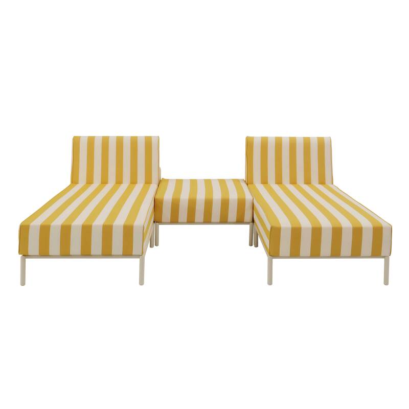Modulare Gartenmöbel für 2 Personen bestehend aus 2 Chaiselongues und 1 Sitzsack im gestreiften Design (5/7)