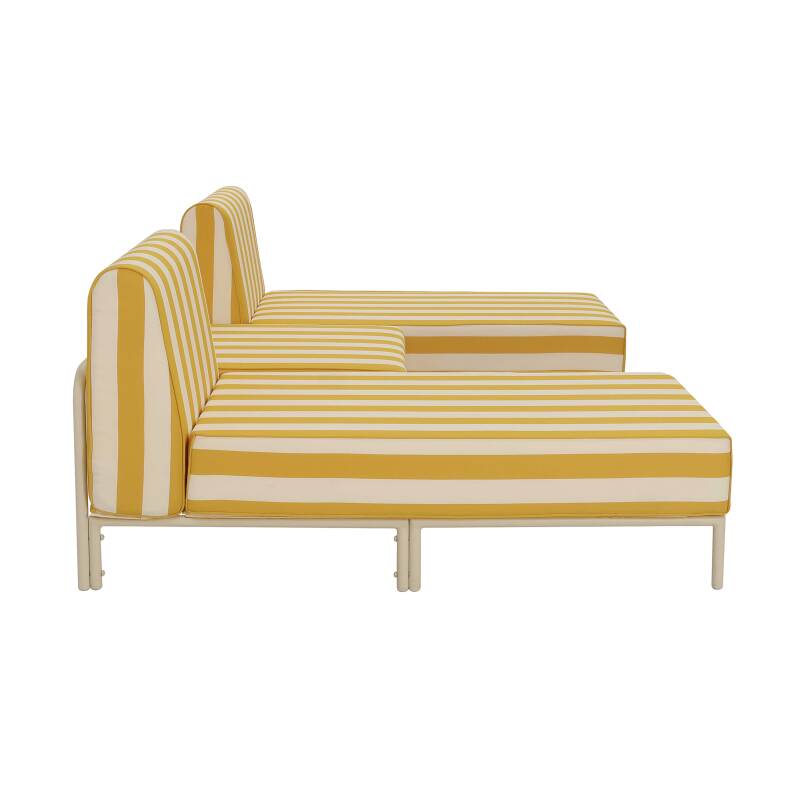Modulare Gartenmöbel für 2 Personen bestehend aus 2 Chaiselongues und 1 Sitzsack im gestreiften Design (6/7)
