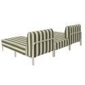 Modulare Gartenmöbel für 2 Personen bestehend aus 2 Chaiselongues und 1 Sitzsack im gestreiften Design