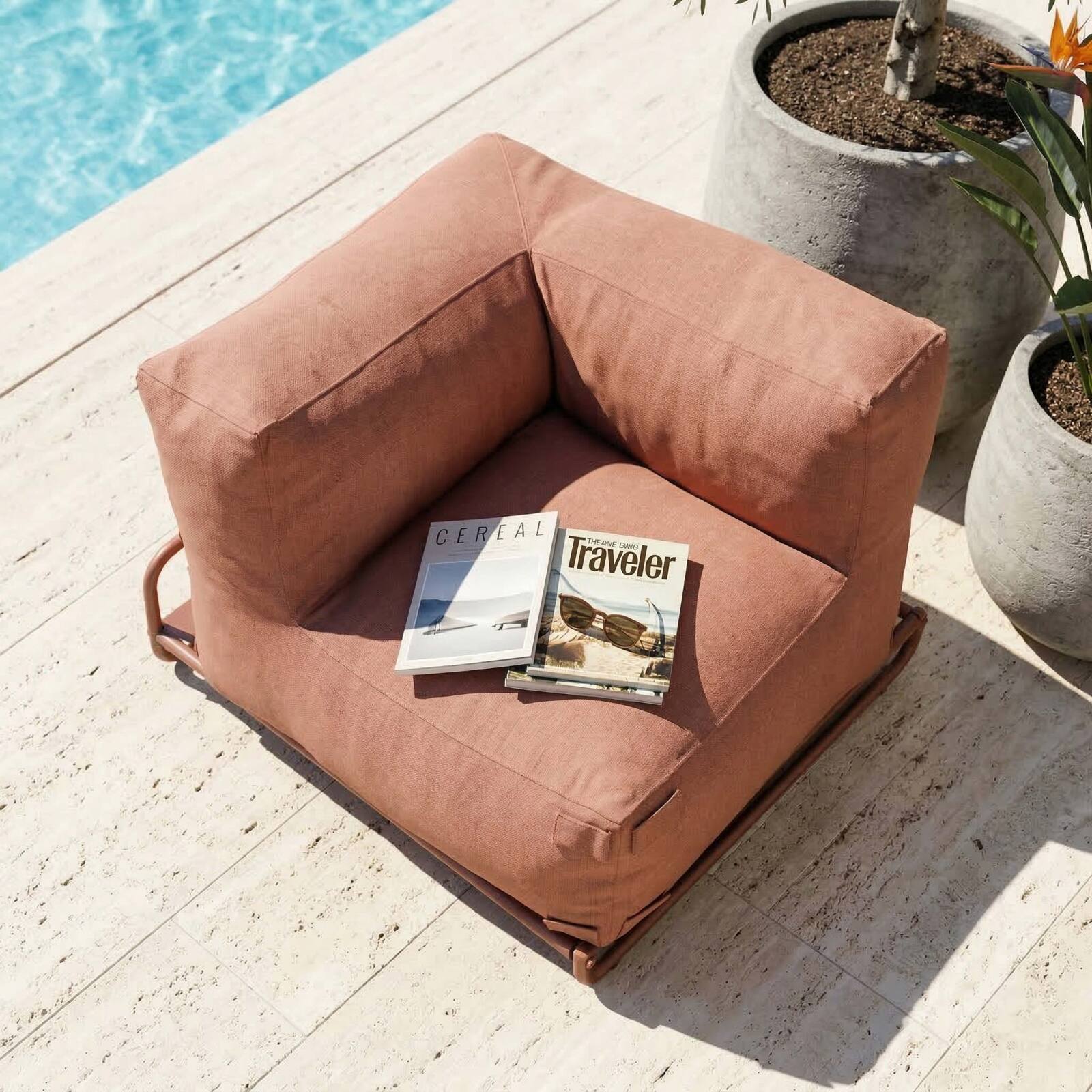 Ecksessel für modulare Outdoor-Sofa mit Gestell