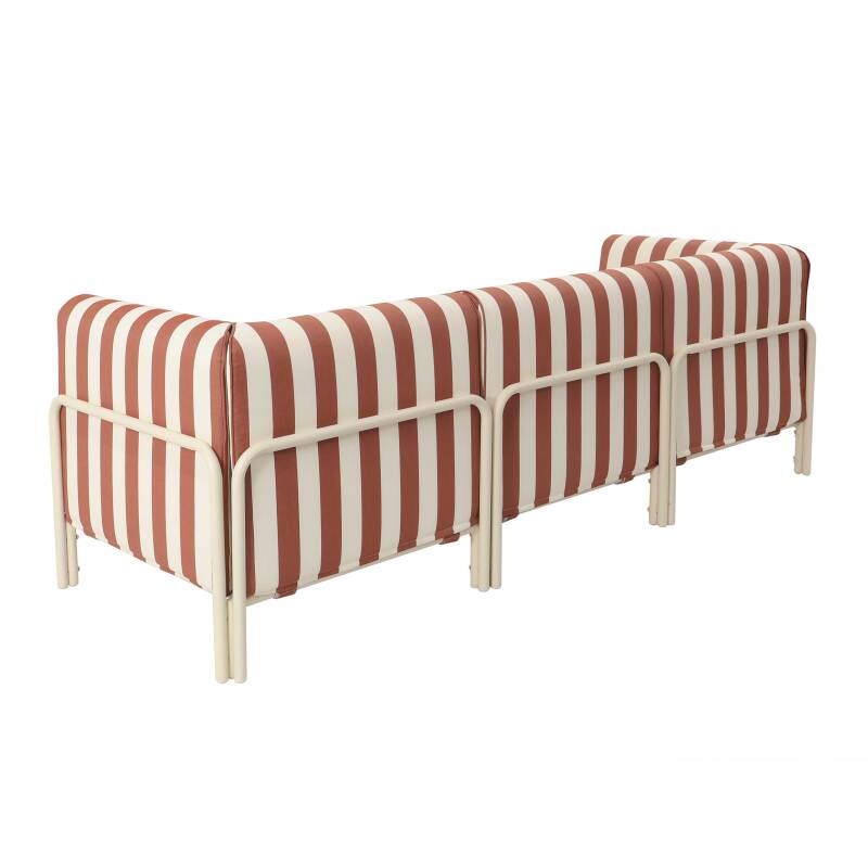 Modulare Gartenmöbel für 3 Personen bestehend aus 1 Sessel und 2 Ecksesseln im gestreiften Design (4/7)