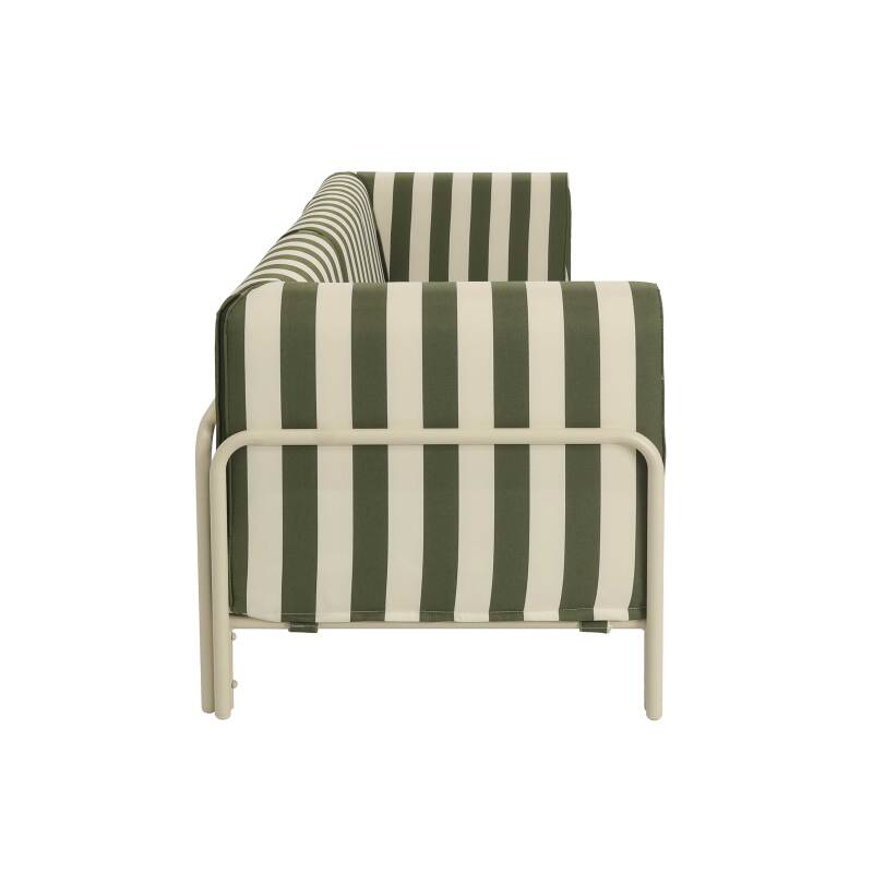Modulare Gartenmöbel für 3 Personen bestehend aus 1 Sessel und 2 Ecksesseln im gestreiften Design (6/9)