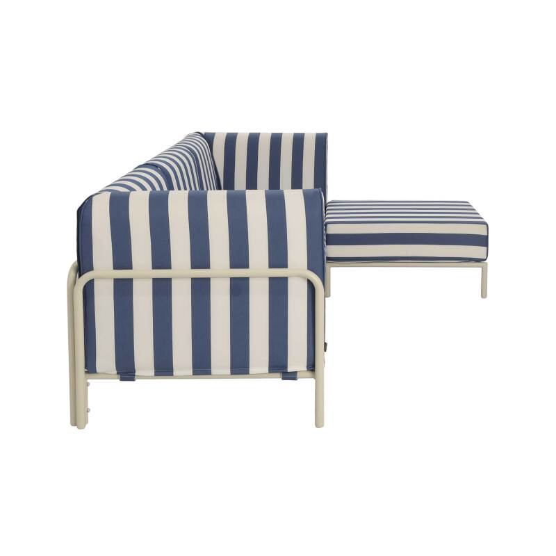 Modulare Gartenmöbel für 4 Personen bestehend aus 1 Sessel, 2 Ecksesseln und 1 Sitzsack im gestreiften Design (7/8)
