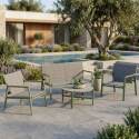 4-Sitzer-Gartenmöbel aus Aluminium mit 1 Sofa, 2 Sesseln und Couchtisch
