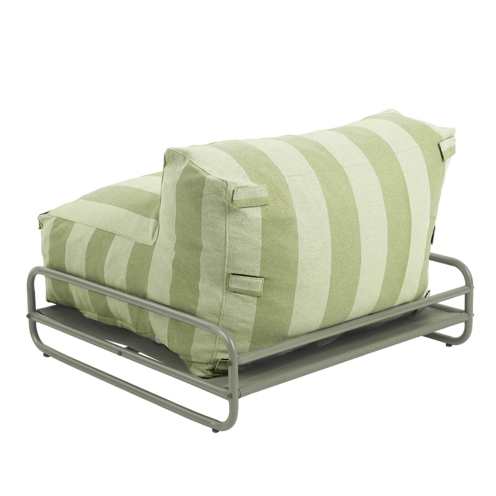 Sessel im gestreiften Design für ein modulares Outdoor-Sofa mit Gestell