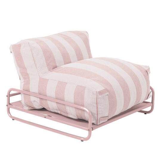 Sessel im gestreiften Design für ein modulares Outdoor-Sofa mit Gestell