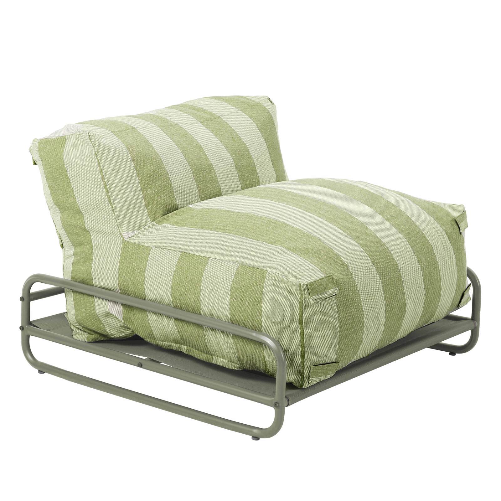 Sessel im gestreiften Design für ein modulares Outdoor-Sofa mit Gestell