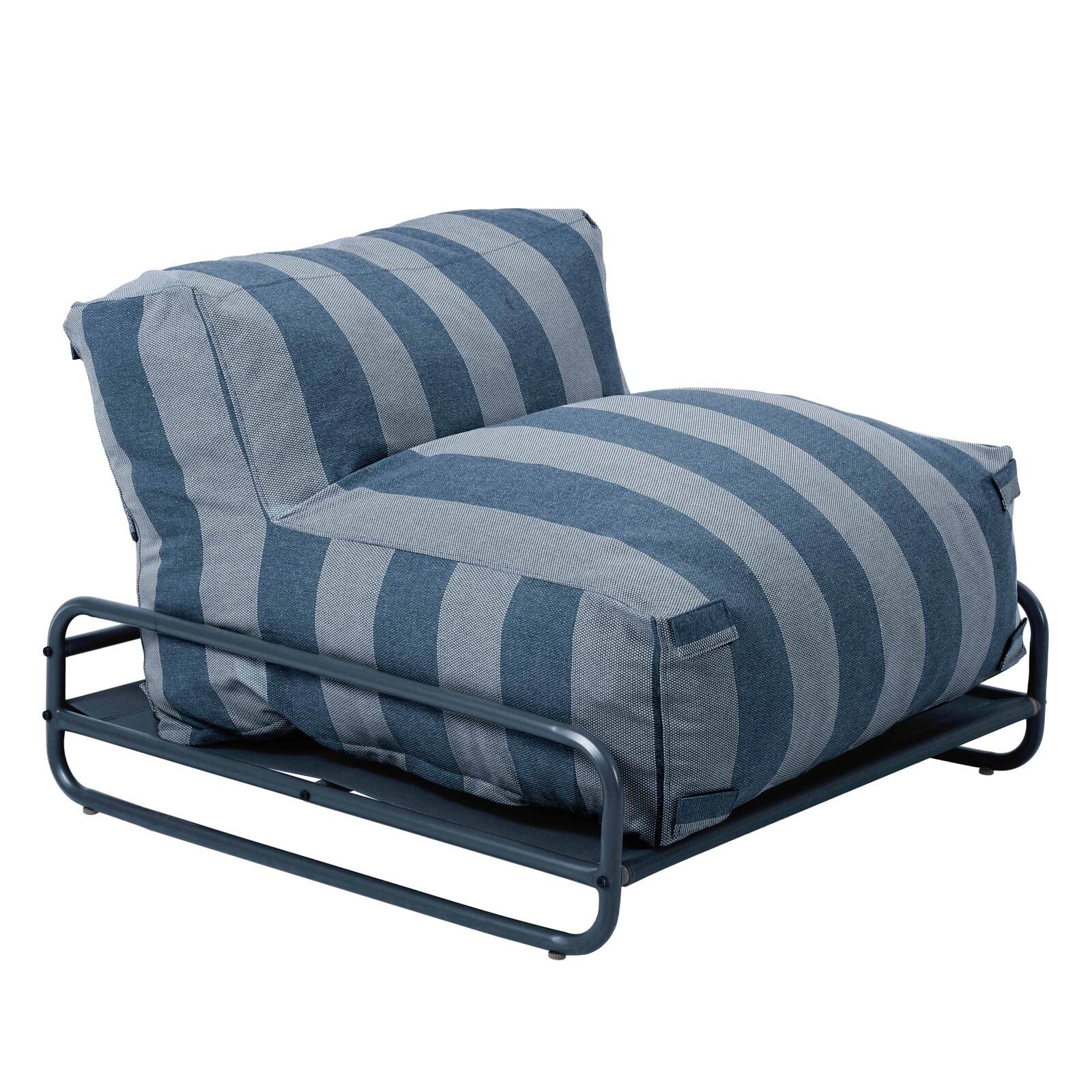 Sessel im gestreiften Design für ein modulares Outdoor-Sofa mit Gestell