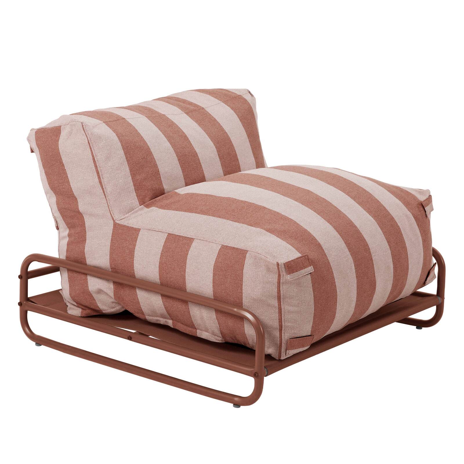 Sessel im gestreiften Design für ein modulares Outdoor-Sofa mit Gestell