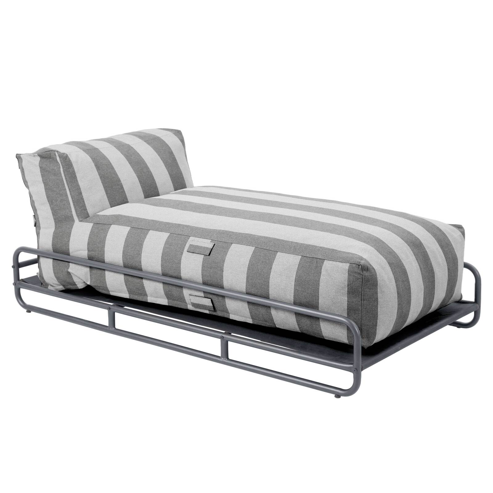 Chaiselongue im gestreiften Design für ein modulares Outdoor-Sofa mit Gestell