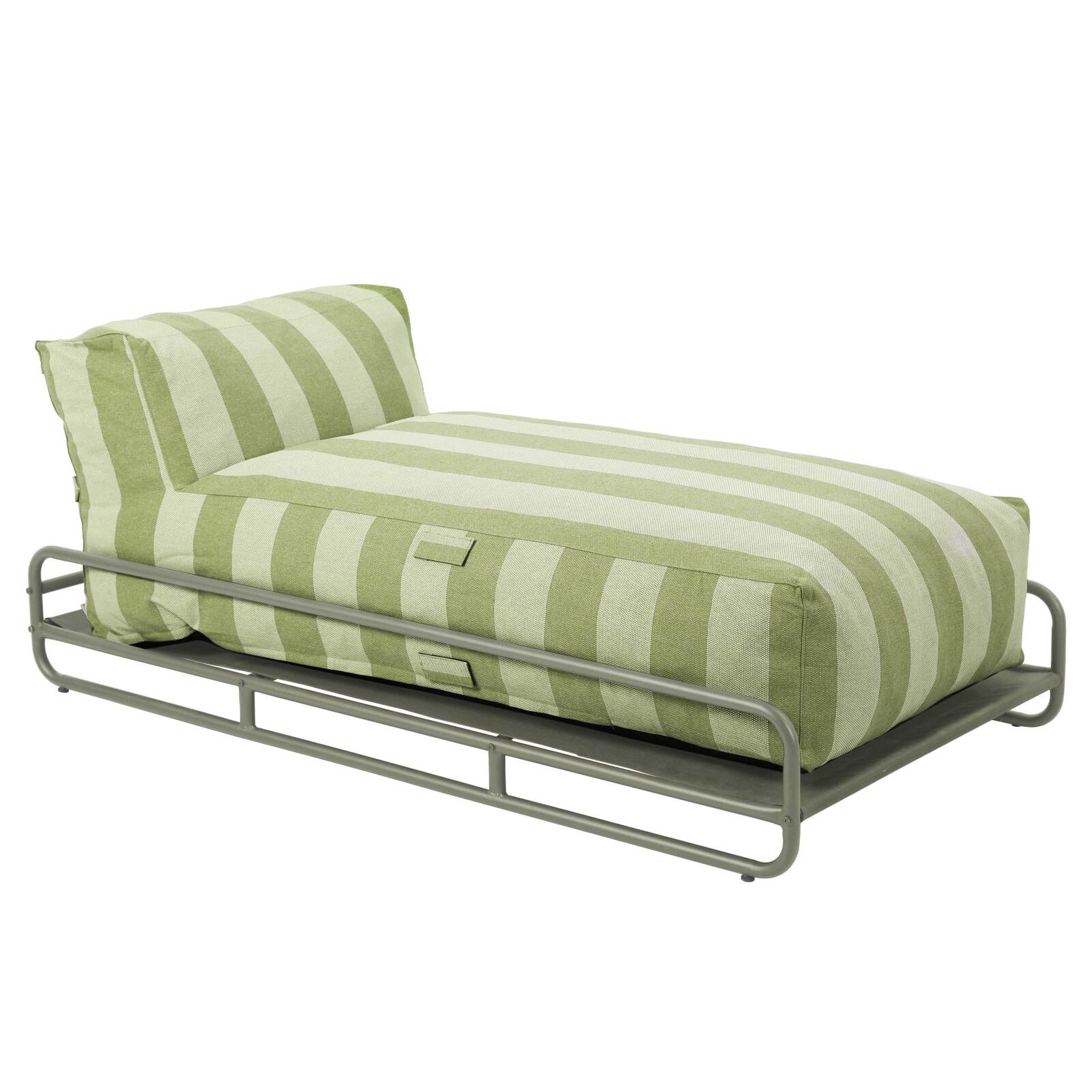 Chaiselongue im gestreiften Design für ein modulares Outdoor-Sofa mit Gestell