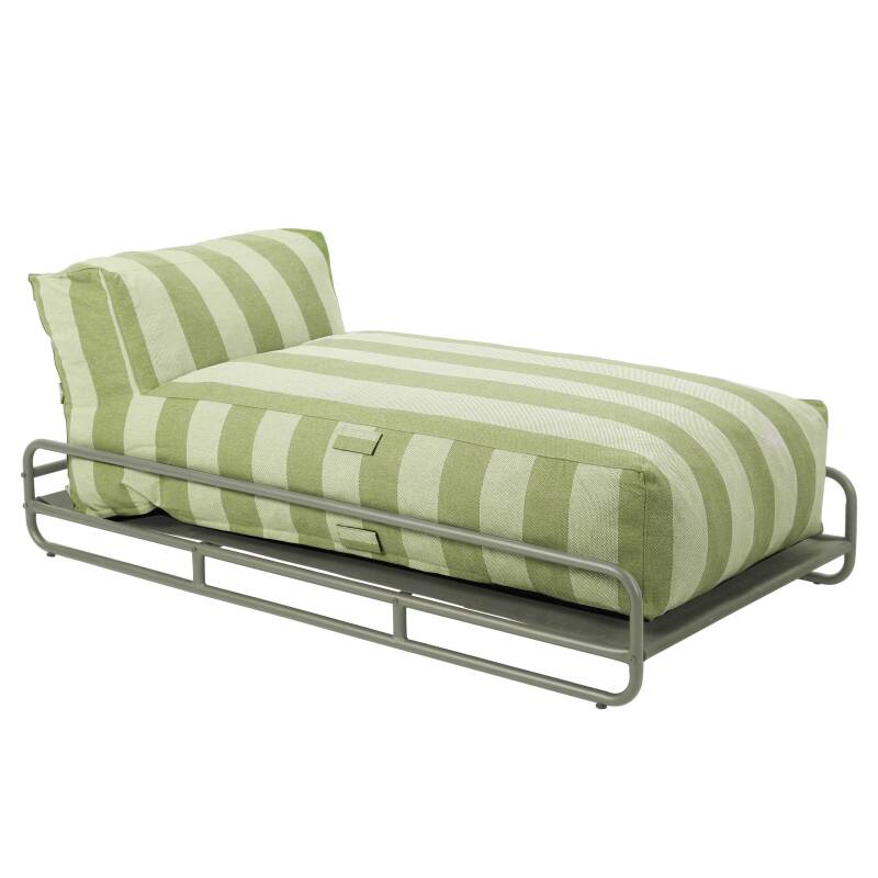 Chaiselongue im gestreiften Design für ein modulares Outdoor-Sofa mit Gestell