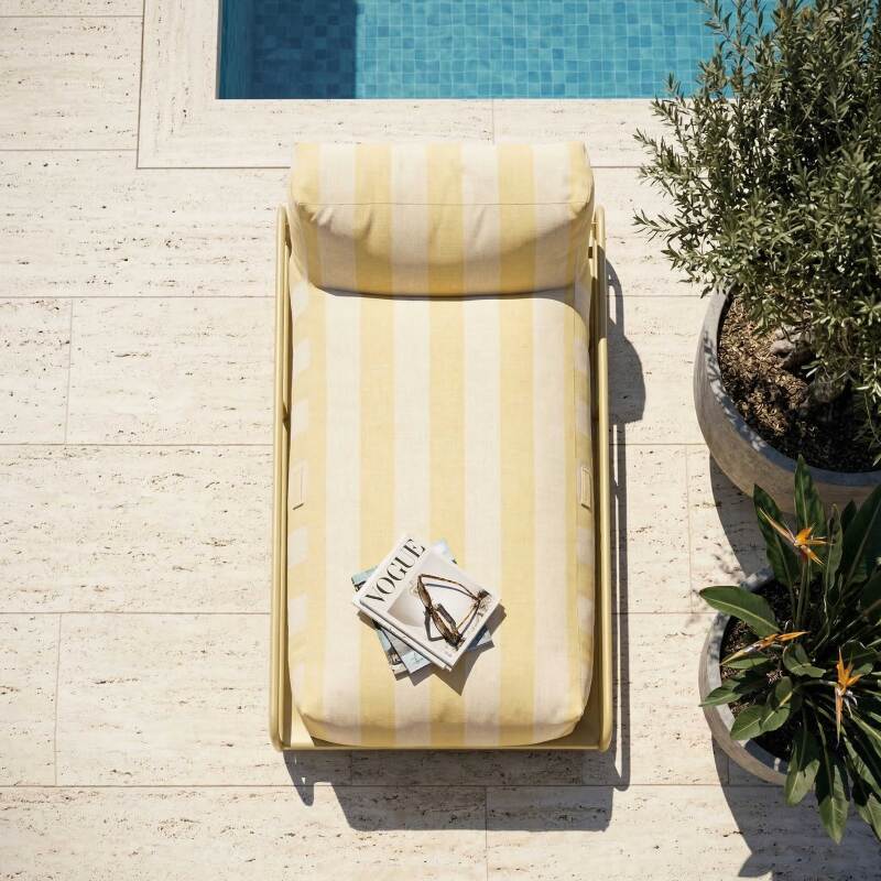 Chaiselongue im gestreiften Design für ein modulares Outdoor-Sofa mit Gestell (3/6)