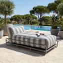 Chaiselongue im gestreiften Design für ein modulares Outdoor-Sofa mit Gestell