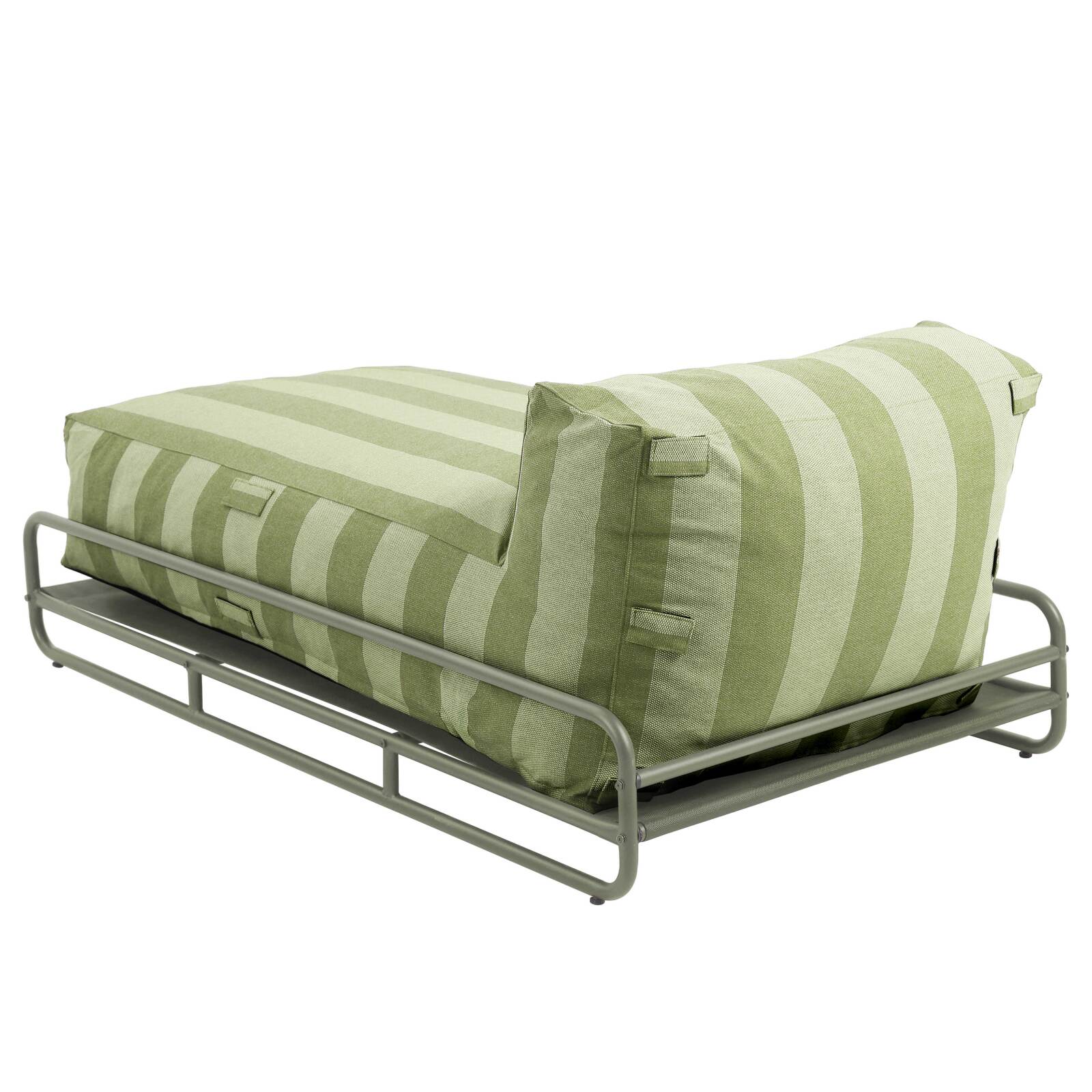 Chaiselongue im gestreiften Design für ein modulares Outdoor-Sofa mit Gestell