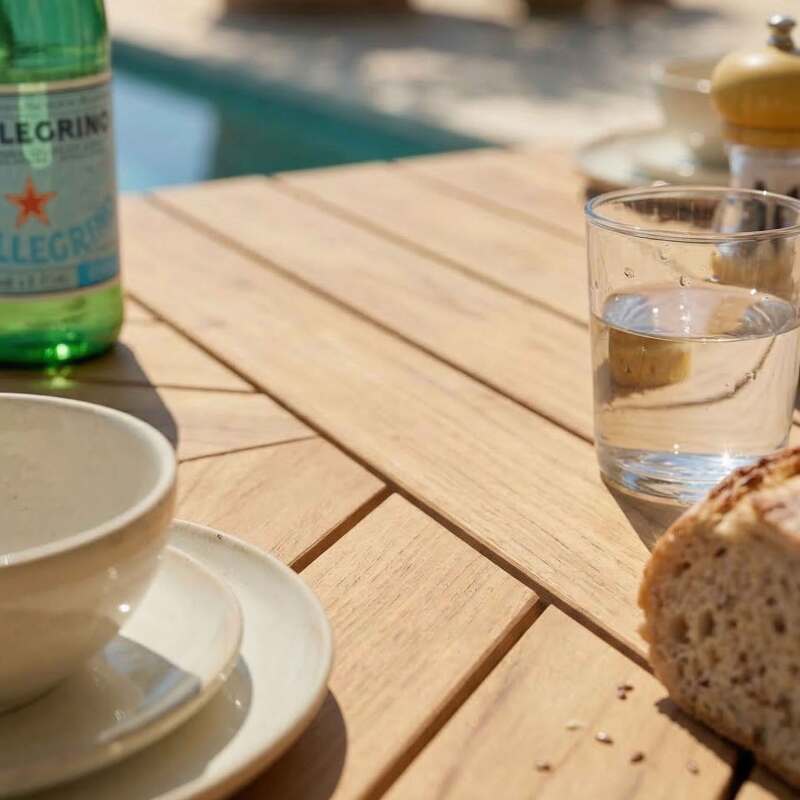 Ausziehbarer Gartentisch Holzoptik aus Aluminium und Polywood 8 bis 10 Personen 180/220x100 cm (3/9)