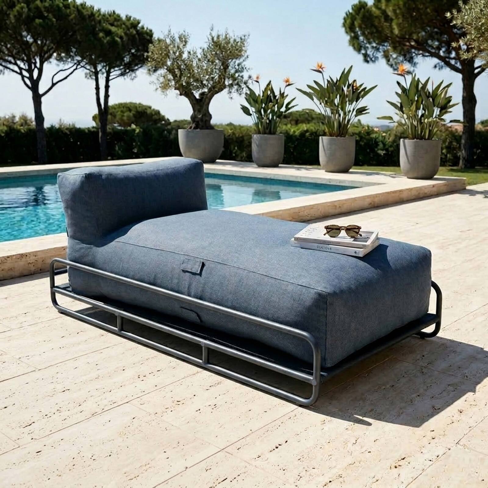 Chaiselongue für modulare Gartenmöbel mit Gestell