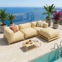 Modulare Gartenmöbel für 4 Personen mit Gestell, bestehend aus 1 Sessel, 2 Ecksesseln, 1 Sitzsack und 1 Couchtisch 