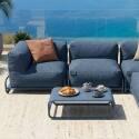 Modulare Gartenmöbel für 4 Personen mit Gestell, bestehend aus 1 Sessel, 2 Ecksesseln, 1 Sitzsack und 1 Couchtisch 