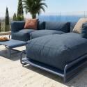 Modulare Gartenmöbel für 4 Personen mit Gestell, bestehend aus 1 Sessel, 2 Ecksesseln, 1 Sitzsack und 1 Couchtisch 