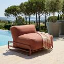 Modulare Gartenmöbel für 4 Personen mit Gestell, bestehend aus 1 Sessel, 2 Ecksesseln, 1 Sitzsack und 1 Couchtisch 