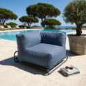 Modulare Gartenmöbel für 4 Personen mit Gestell, bestehend aus 1 Sessel, 2 Ecksesseln, 1 Sitzsack und 1 Couchtisch 