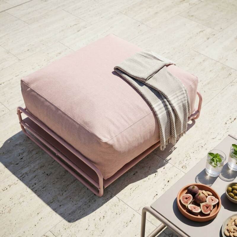 Modulare Gartenmöbel für 4 Personen mit Gestell, bestehend aus 1 Sessel, 2 Ecksesseln, 1 Sitzsack und 1 Couchtisch  (6/7)