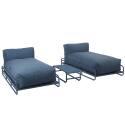 Modulare Gartenmöbel für 2 Personen mit Gestell, bestehend aus 2 Chaiselongues und Couchtisch