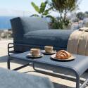 Modulare Gartenmöbel für 2 Personen mit Gestell, bestehend aus 2 Chaiselongues und Couchtisch