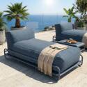 Modulare Gartenmöbel für 2 Personen mit Gestell, bestehend aus 2 Chaiselongues und Couchtisch