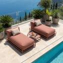 Modulare Gartenmöbel für 2 Personen mit Gestell, bestehend aus 2 Chaiselongues und Couchtisch