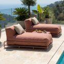 Modulare Gartenmöbel für 2 Personen mit Gestell, bestehend aus 2 Chaiselongues und Couchtisch