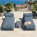 Modulare Gartenmöbel für 2 Personen mit Gestell, bestehend aus 2 Chaiselongues und Couchtisch