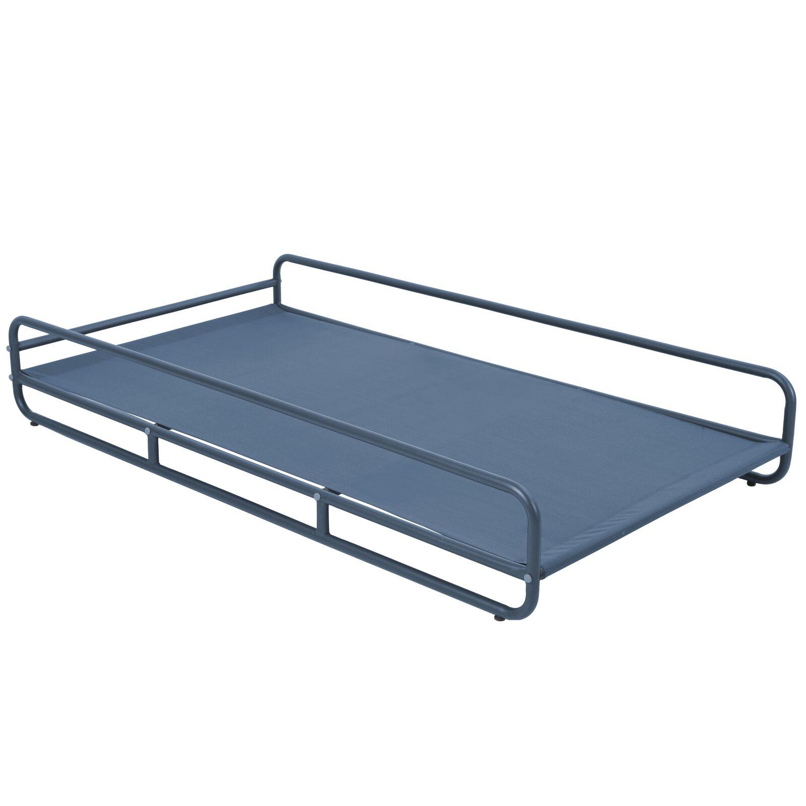 Modulare Gartenmöbel für 2 Personen mit Gestell, bestehend aus 2 Chaiselongues und Couchtisch