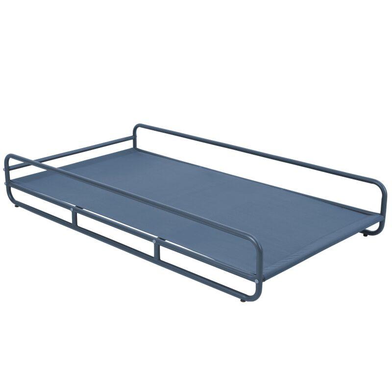 Modulare Gartenmöbel für 2 Personen mit Gestell, bestehend aus 2 Chaiselongues und Couchtisch (6/7)