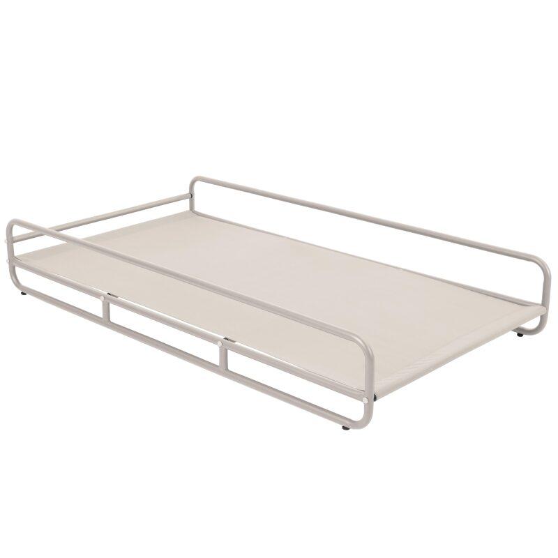 Modulare Gartenmöbel für 2 Personen mit Gestell, bestehend aus 2 Chaiselongues und Couchtisch (6/7)