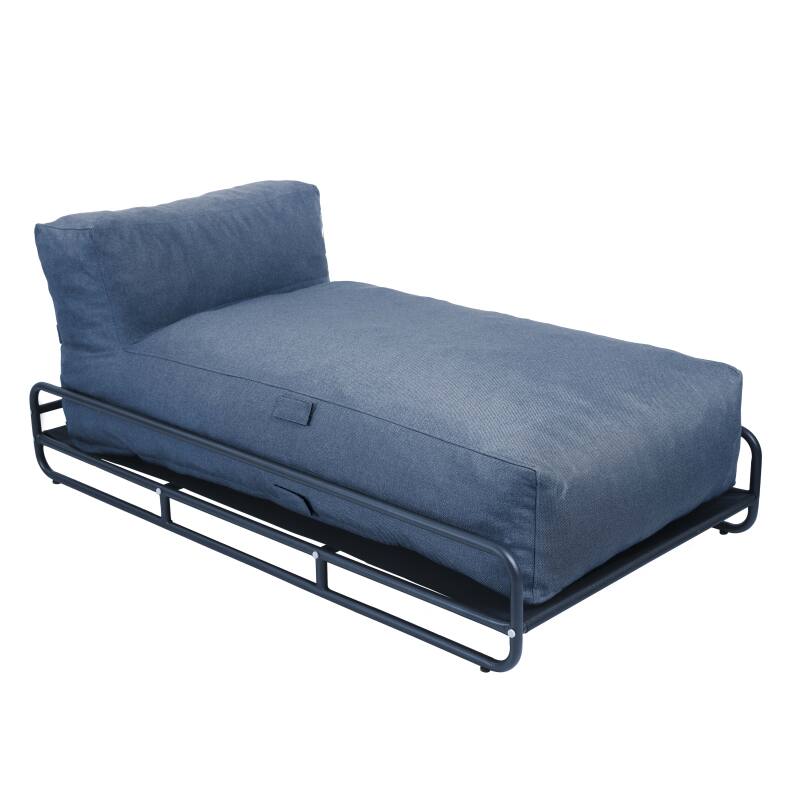 Modulare Gartenmöbel für 2 Personen mit Gestell, bestehend aus 2 Chaiselongues und Couchtisch (5/7)