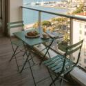 Gartentisch im Bistro-Stil, quadratisch, klappbar, aus Metall, 60x60 cm, und 2 Stühle klappbar
