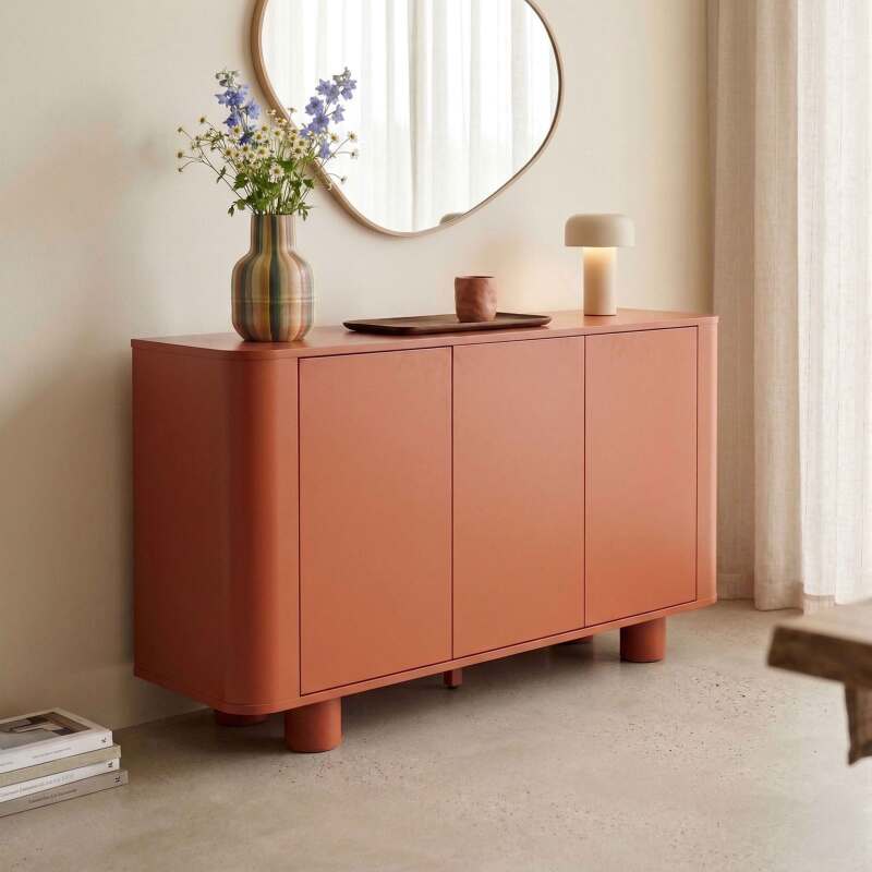 Sideboard orange, 3 Türen, 120 cm
