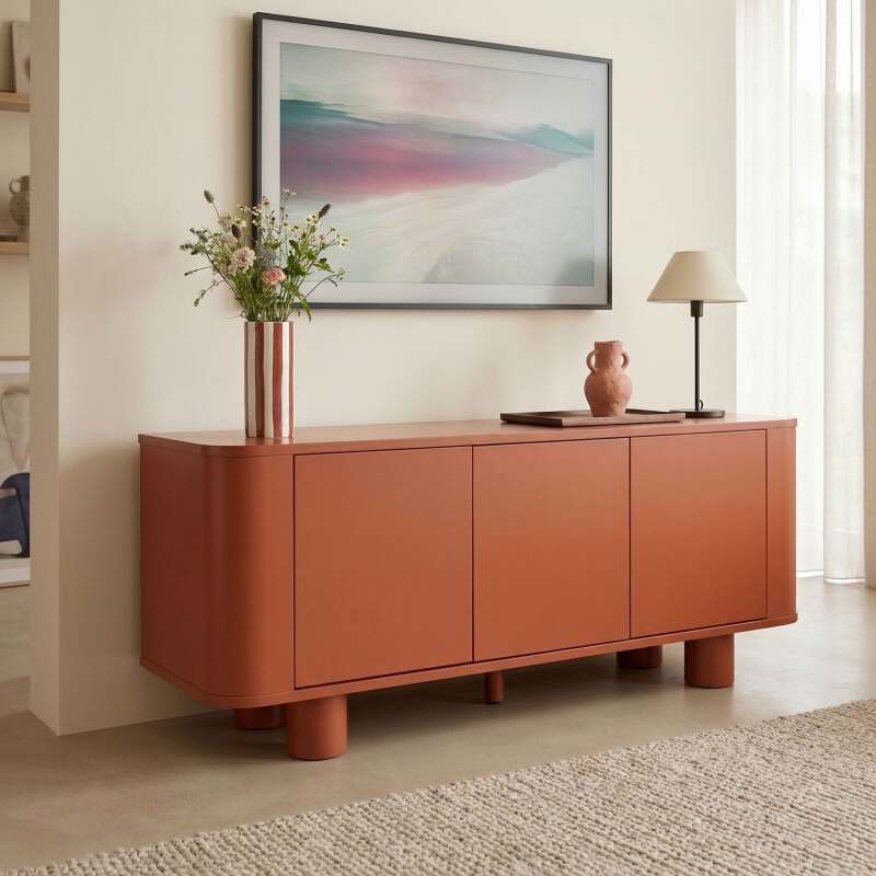 Lowboard orange, 120 cm, Retro-Stil