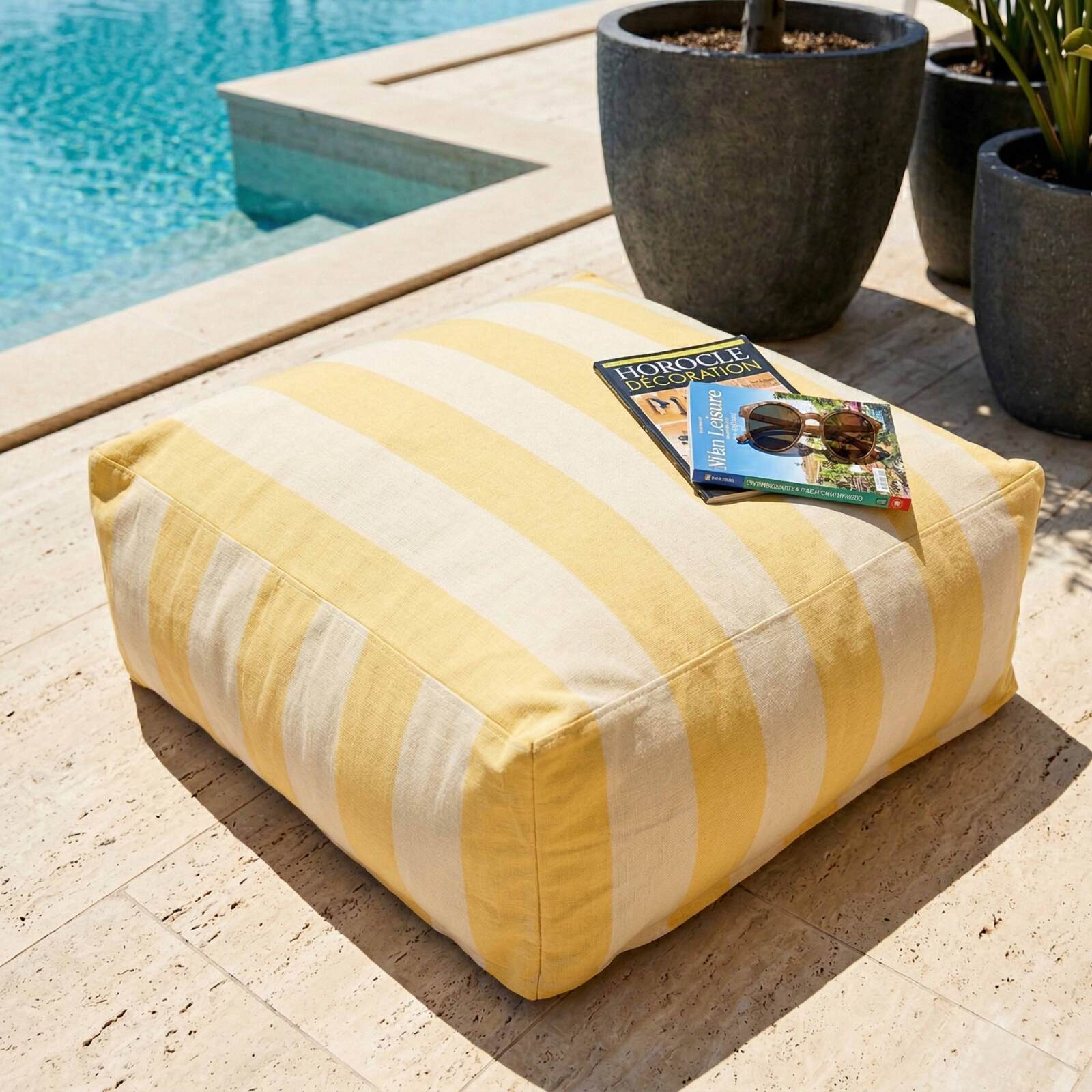 Sitzsack im gestreiften Design für ein modulares Outdoor-Sofa