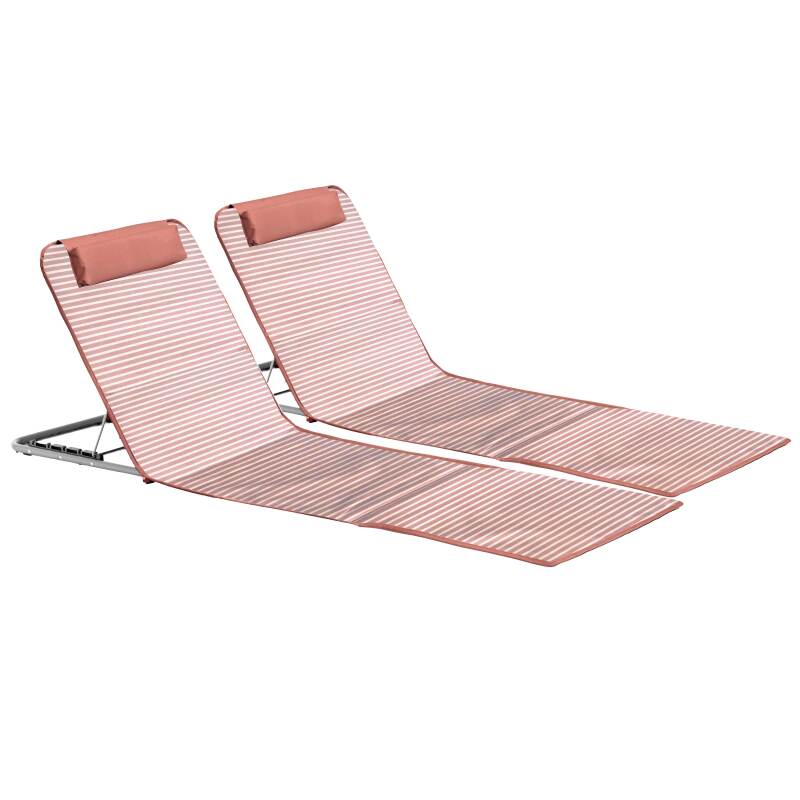 Set mit 2 gestreiften, faltbaren Strandliegen, 5 Liegepositionen (2/6)