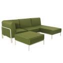 Modulare Gartenmöbel für 4 Personen bestehend aus 1 Sessel, 1 Ecksessel, 1 Chaiselongue und 1 Sitzsack