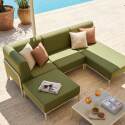 Modulare Gartenmöbel für 4 Personen bestehend aus 1 Sessel, 1 Ecksessel, 1 Chaiselongue und 1 Sitzsack