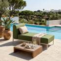 Modulare Gartenmöbel für 4 Personen bestehend aus 1 Sessel, 1 Ecksessel, 1 Chaiselongue und 1 Sitzsack